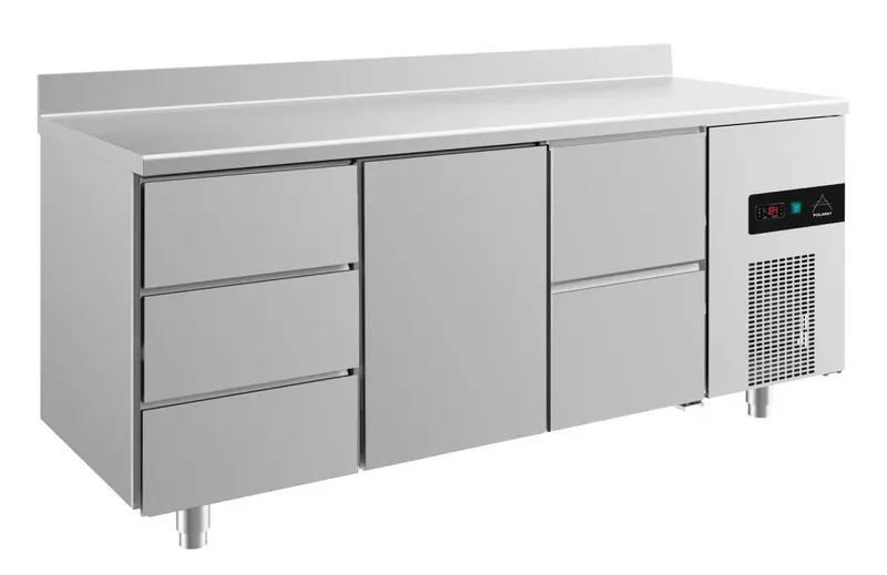 A&S Kühltisch -2 bis +8°C 1865x700x850mm mit 1x Tür, 1x zwei Schubladen und 1x drei Schubladen u. Aufkantung (3DTZA)