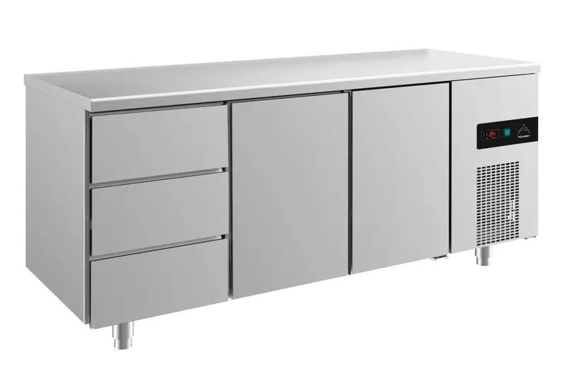 A&S Kühltisch -2 bis +8°C 1865x700x850mm mit 2x Türen und 1x drei Schubladen (3DTT)