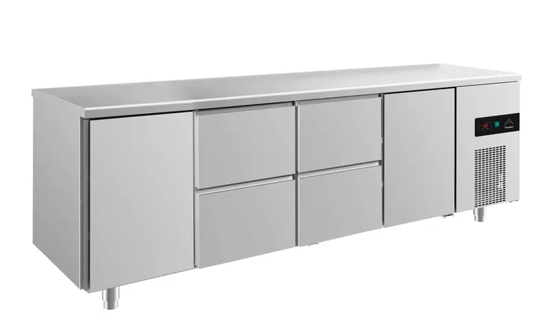 A&S Kühltisch -2 bis +8°C 2330x700x850mm mit 2x Türen und 2x zwei Schubladen (4TZZT)