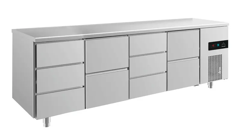 A&S Kühltisch -2 bis +8°C 2330x700x850mm mit 2x zwei Schubladen und 2x drei Schubladen (4DZDZ)