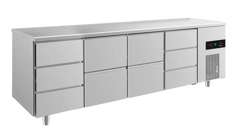 A&S Kühltisch -2 bis +8°C 2330x700x850mm mit 2x zwei Schubladen und 2x drei Schubladen (4DZZD)