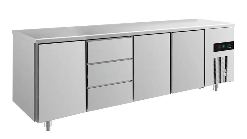 A&S Kühltisch -2 bis +8°C 2330x700x850mm mit 3x Türen und 1x drei Schubladen (4TDTT)