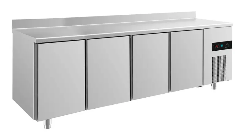 A&S Kühltisch -2 bis +8°C 2330x700x850mm mit 4 Türen u. Aufkantung (4TTTTA)