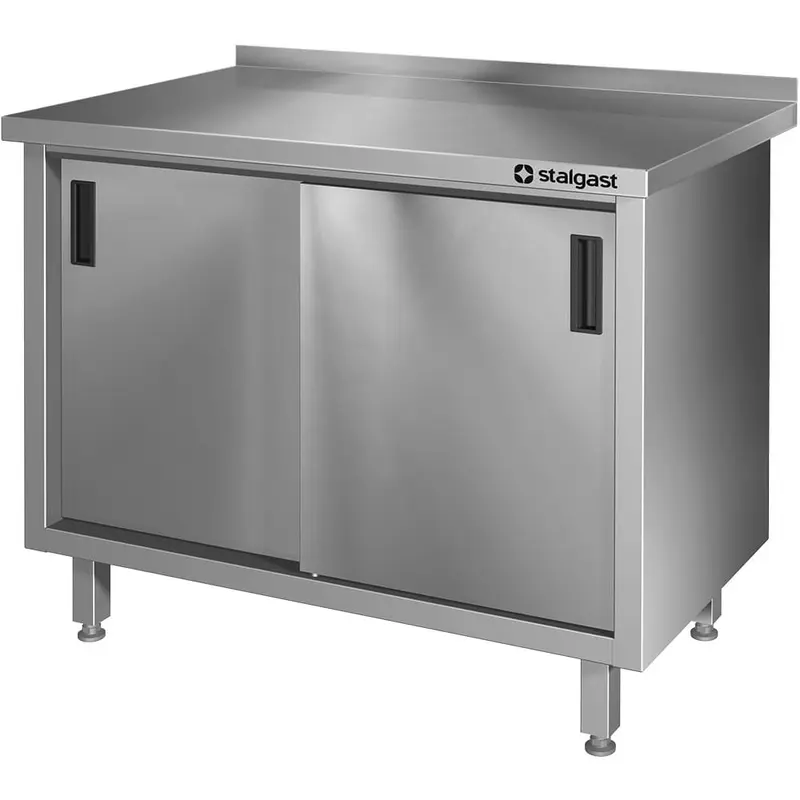Arbeitsschrank mit Schiebetüren 1000x700x850 mm, mit Aufkantung, verschweißt
