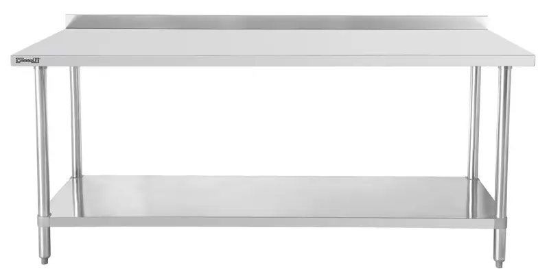 Arbeitstisch Edelstahl 600 mit Aufkantung und Grundboden 1000 mm