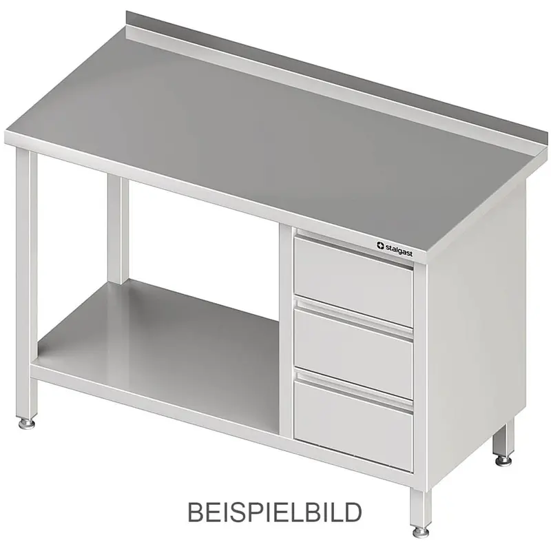 ARBEITSTISCH MIT GRUNDBODEN UND 3ER SCHUBLADENBLOCK RECHTS