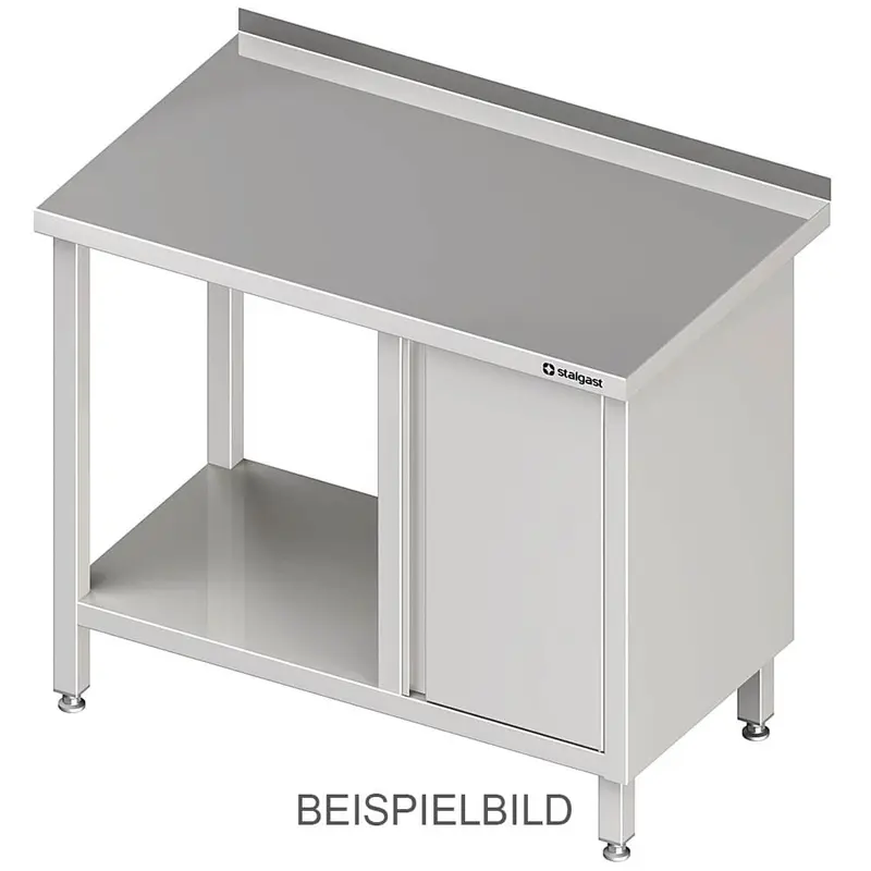 ARBEITSTISCH MIT GRUNDBODEN UND FLÜGELTÜRENSCHRANK RECHTS