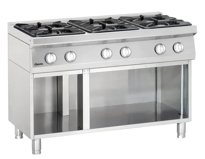 Bartscher Gasherd Serie 700 Classic mit offenem Unterbau, 6 Flammen - Standgerät
