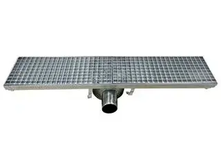 Bodenablauf aus Edelstahl, 891 x 200 x 132 mm, Abgang waagerecht