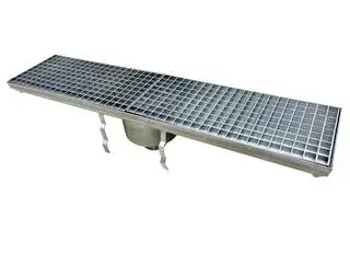 Bodenablauf aus Edelstahl, 891 x 200 x 181 mm, Abgang senkrecht