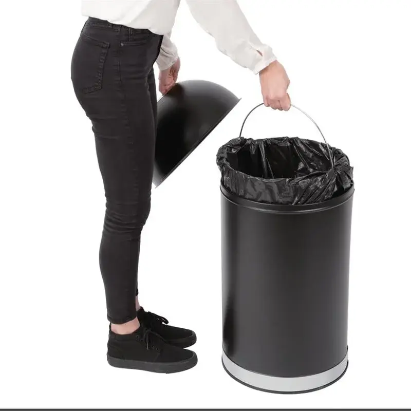 Bolero 40L schwarzer Abfalleimer aus Stahl mit offenem Deckel