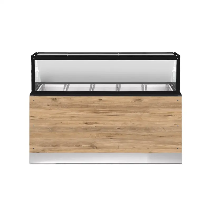 CLASSIC LINE Bain-Marie 5x 1/1GN, 180x88x134cm, schwarzer Granit, LED Beleuchtung