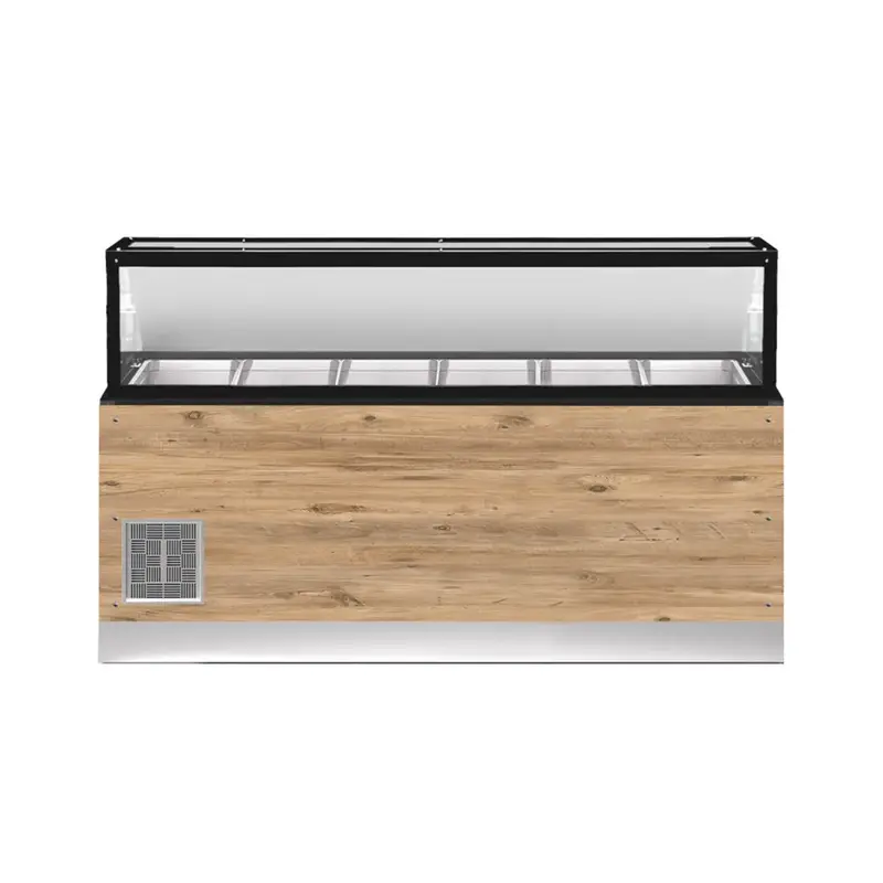 CLASSIC LINE Salattheke 6x 1/1GN, 226x88x134cm, schwarzer Granit, LED Beleuchtung