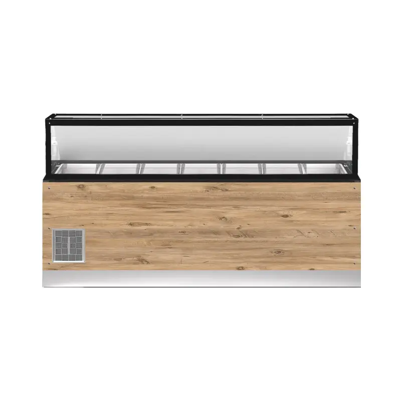 CLASSIC LINE Salattheke 7x 1/1GN, 256x88x134cm, schwarzer Granit, LED Beleuchtung