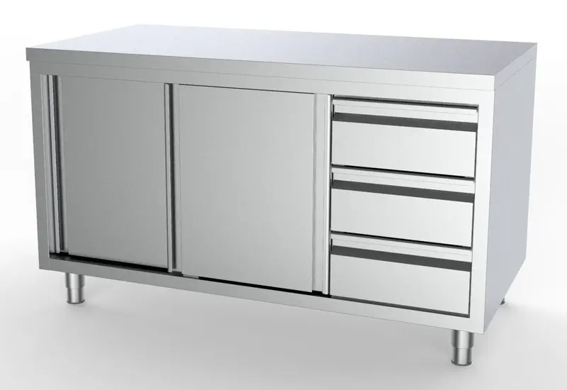 CombiSteel 700 Arbeitstisch Schiebetüren Schubladen Rechts 1800