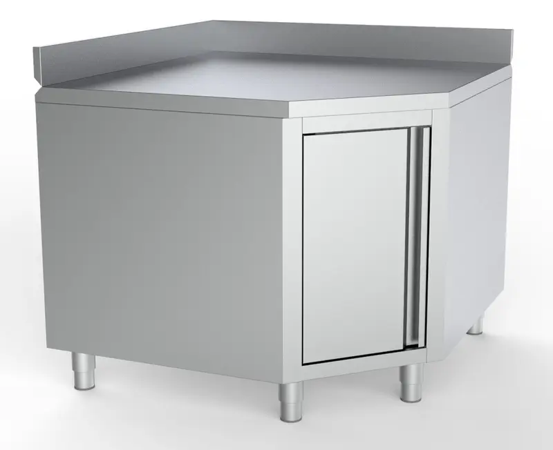 Combisteel Arbeitstisch Ecke mit Tür und Aufkantung 1000/1000 für 600mm Tisch