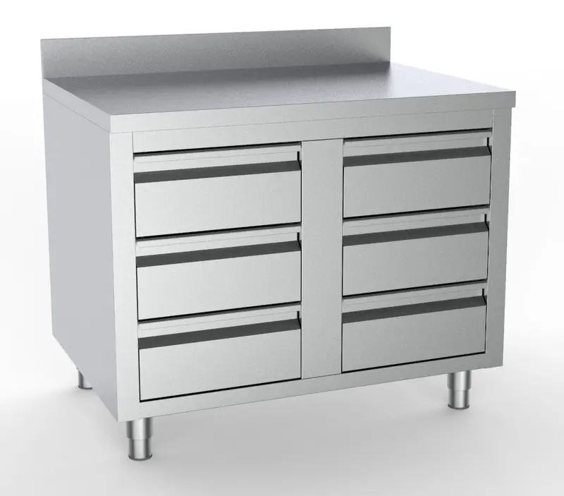 Combisteel Arbeitstisch mit 6 Schubladen mit Aufkantung 1000, Serie 700