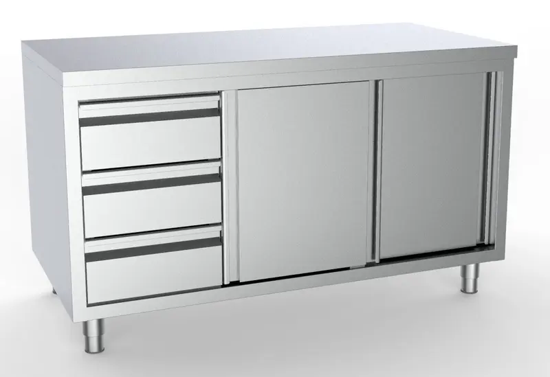 Combisteel Arbeitstisch Schiebetüren Schubladen Links 2000, Serie 700