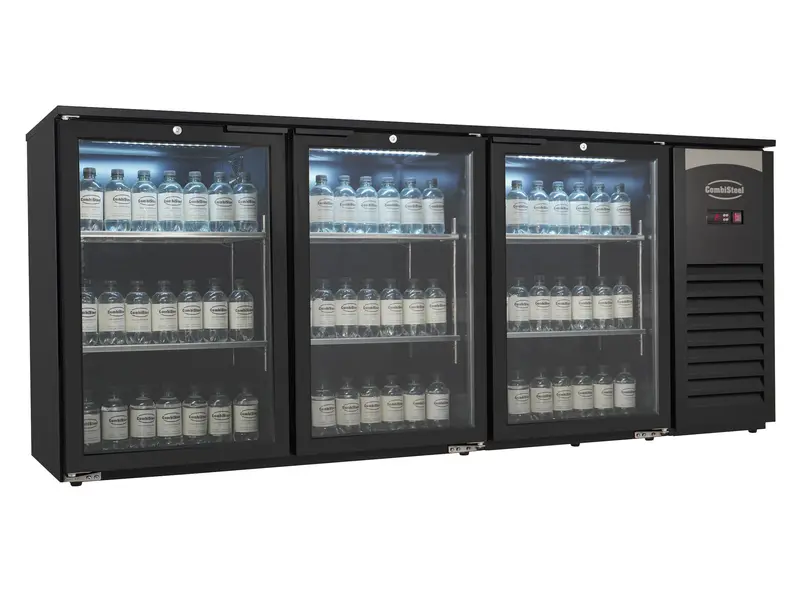Combisteel Barkühler 3 Glastüren Schwarz 470L