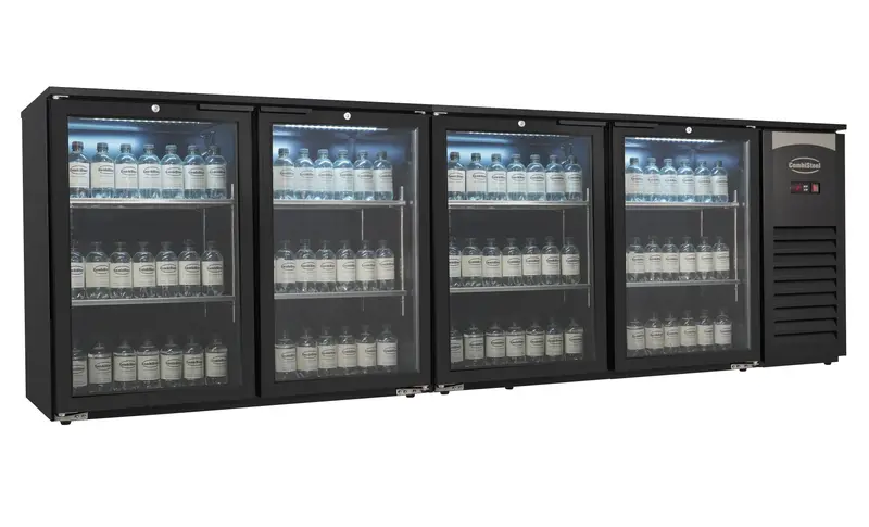 Combisteel Barkühler 4 Glastüren Schwarz 636L
