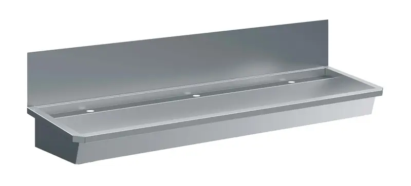 Combisteel Edelstahl Waschbecken 3 Ablasshahne 1800mm Ablaufstopfen und Schutzwand Inklusive, Exklusiv Hahne