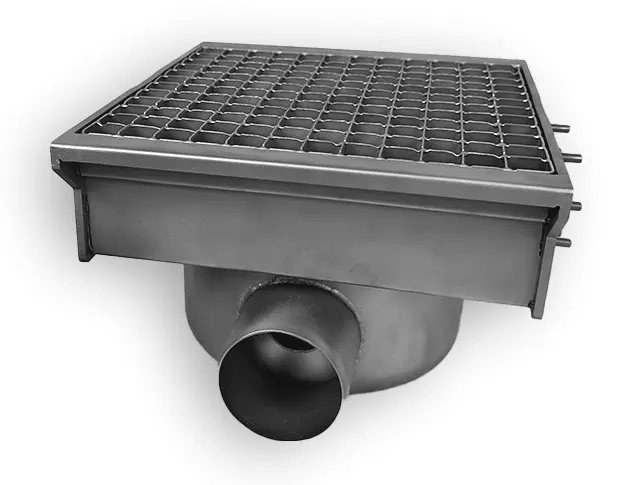 Combisteel Edelstahlabfluss 300 x 265 mit 2 Ausgängen für Schlitzrinne