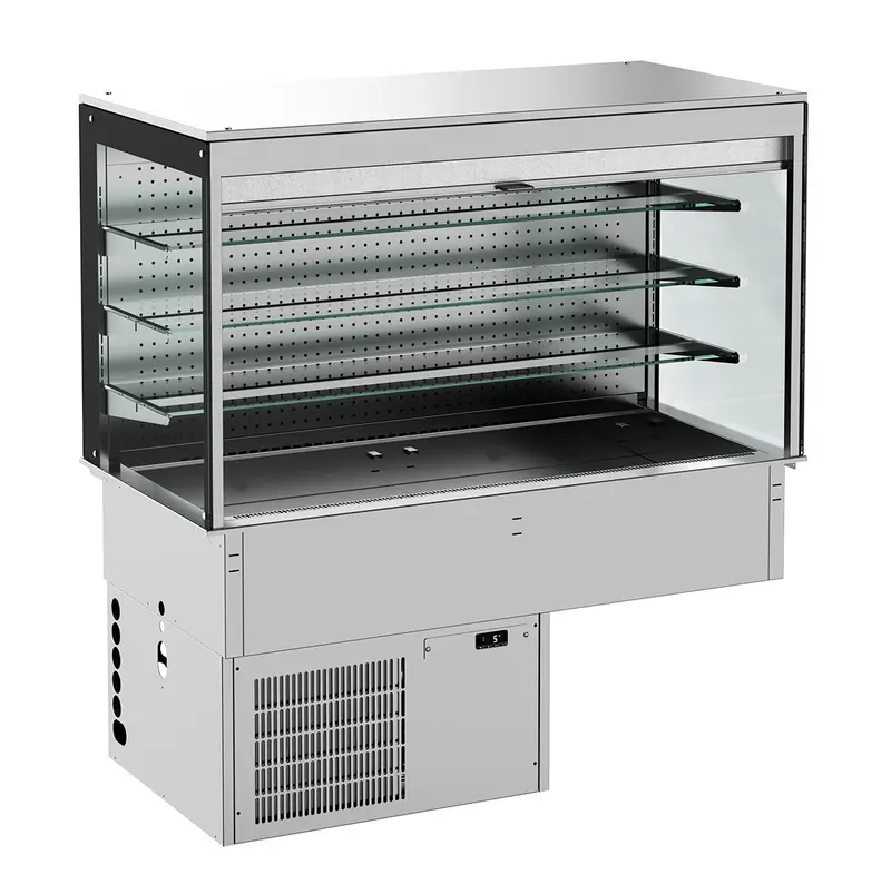 CombiSteel Einbau Wandmodell Kühlvitrine Eckig – Mit Rollvorhang 3/1 GN