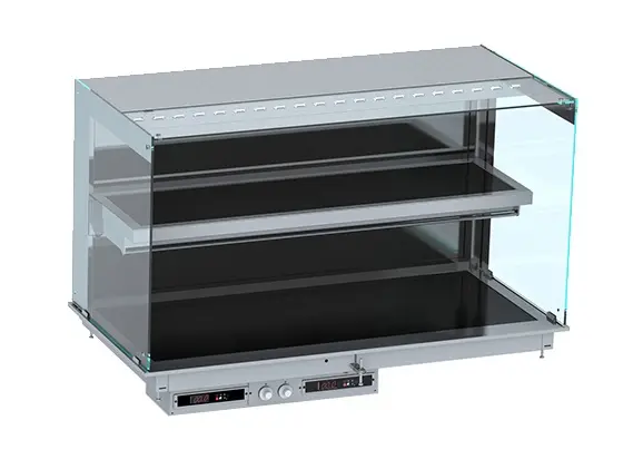 Combisteel Einbau Wandmodell Wärmevitrine Keramik Eckig - Schwarz 4/1