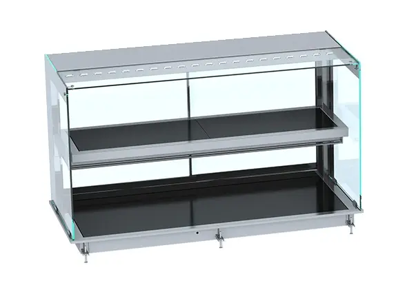 CombiSteel Einbauwärmevitrine Keramik Eckig - Schwarz 4/1