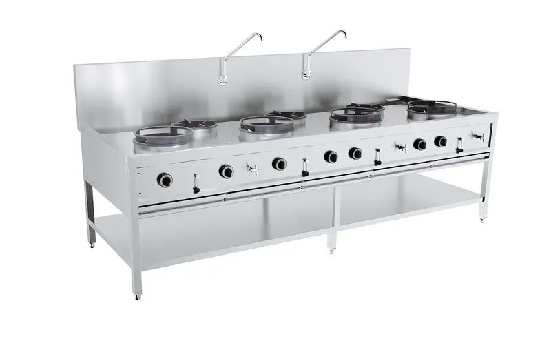 CombiSteel Gas Woktisch 4 × 17Kw + 3 × 9Kw