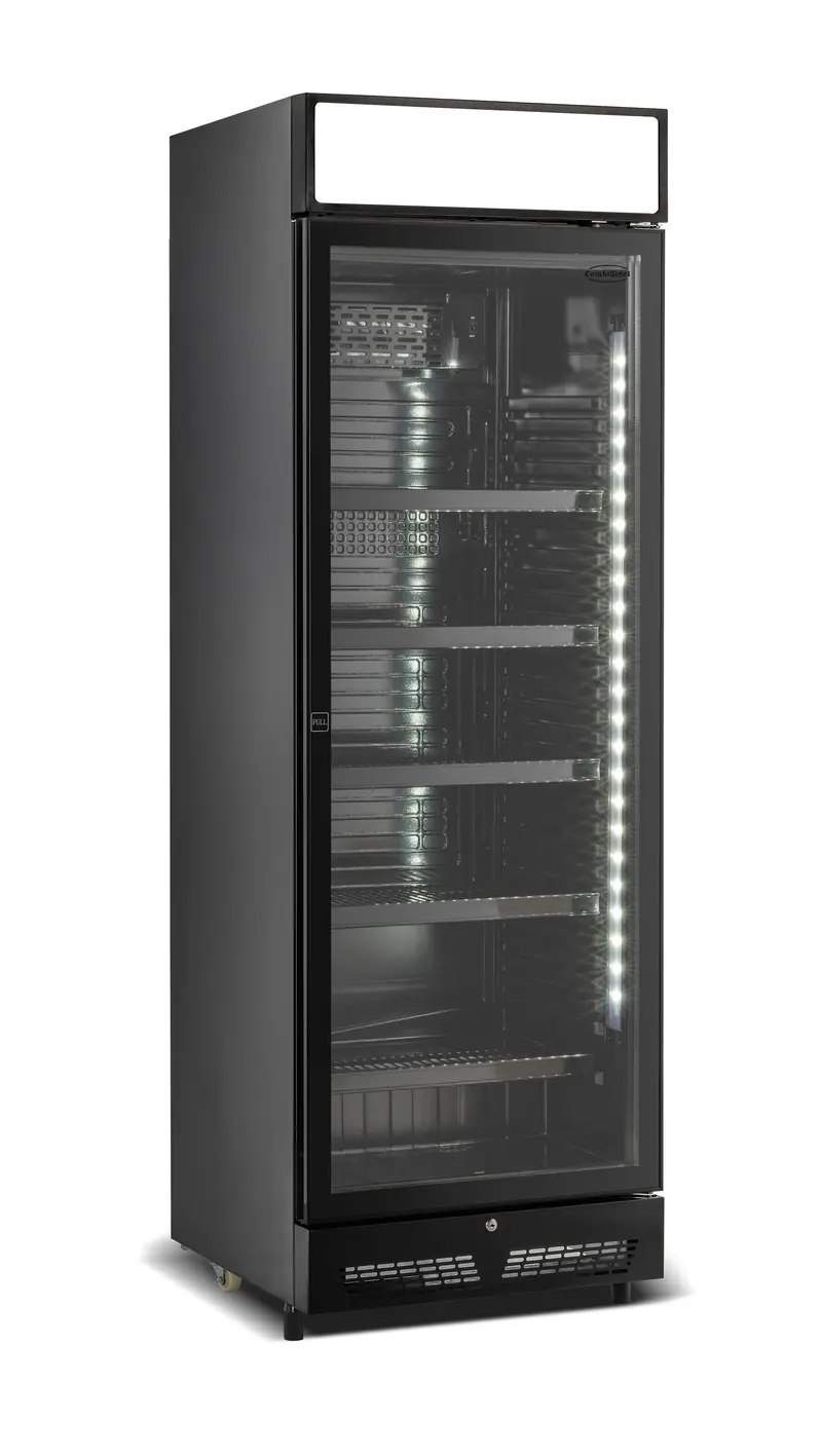 CombiSteel Kühlschrank 1 Glastür Schwarz Mit Canopy Sve-450 Blc