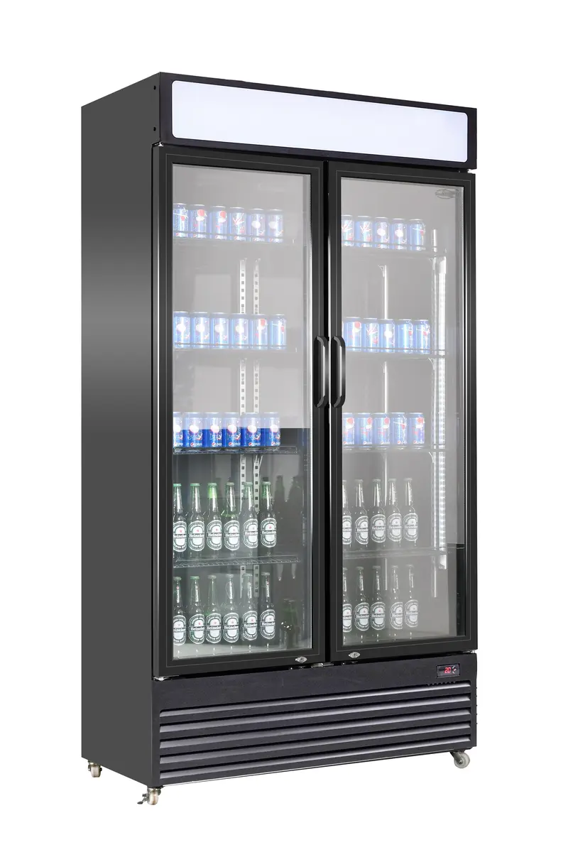 Combisteel Kühlschrank 2 Glastüren BEZ-780 Gd Schwarz