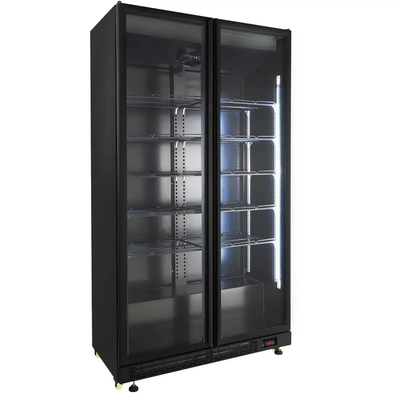 Combisteel Kühlschrank 2 Glastüren Schwarz NAP-850
