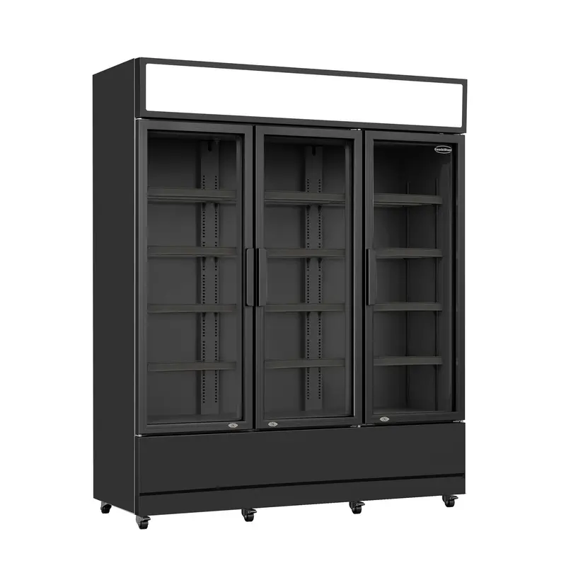 Combisteel Kühlschrank 3 Glastüren Schwarz FCU-1200 Bl