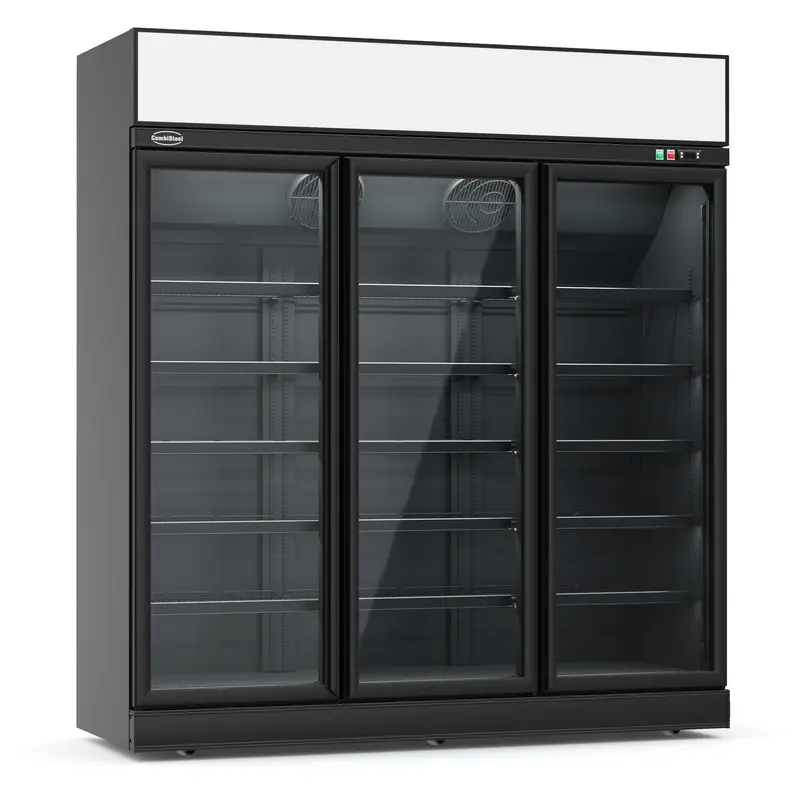 Combisteel Kühlschrank 3 Glastüren Schwarz INS-1530R Bl