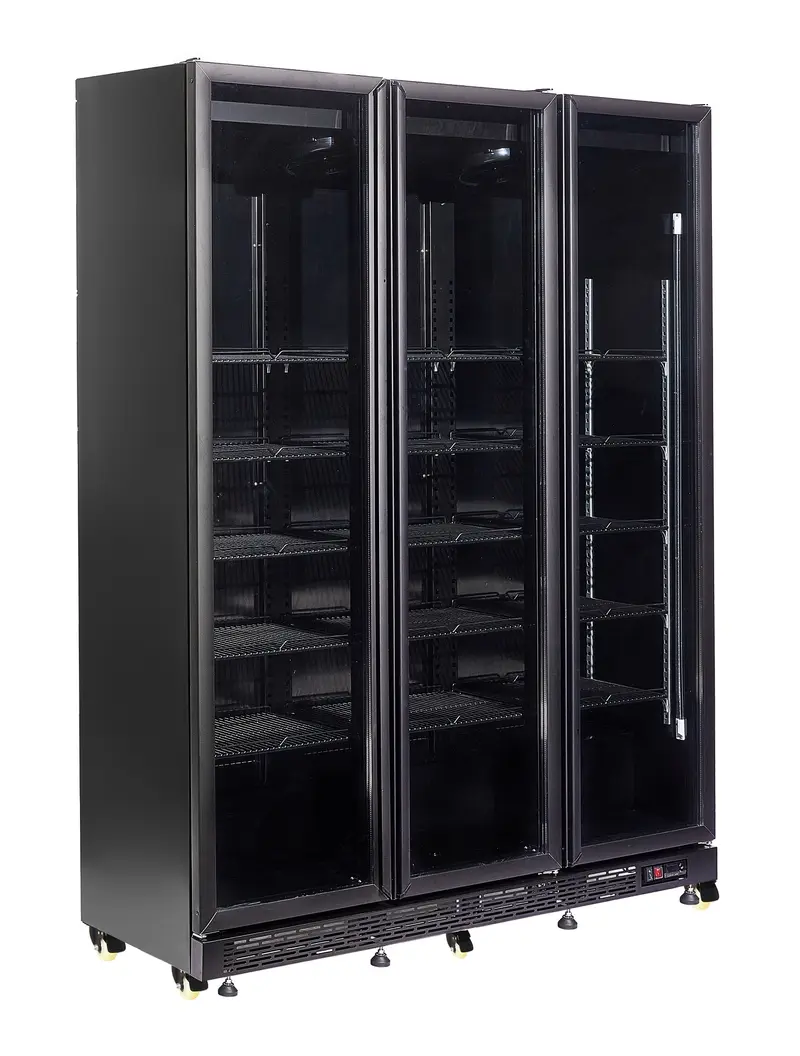 CombiSteel Kühlschrank 3 Glastüren Schwarz Nap-1200 Ht - Mit Türheizung