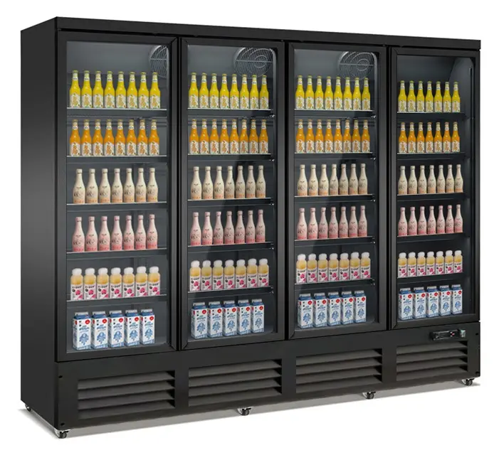 CombiSteel Kühlschrank 4 Glastüren Schwarz Ceb-2000R Bl