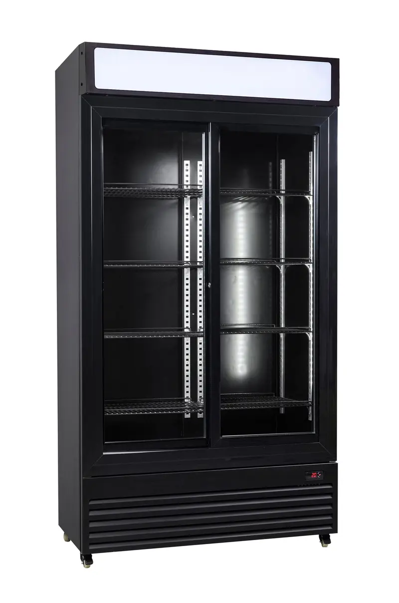 Combisteel Kühlschrank mit Schiebeglastüren BEZ-780 Sl Schwarz