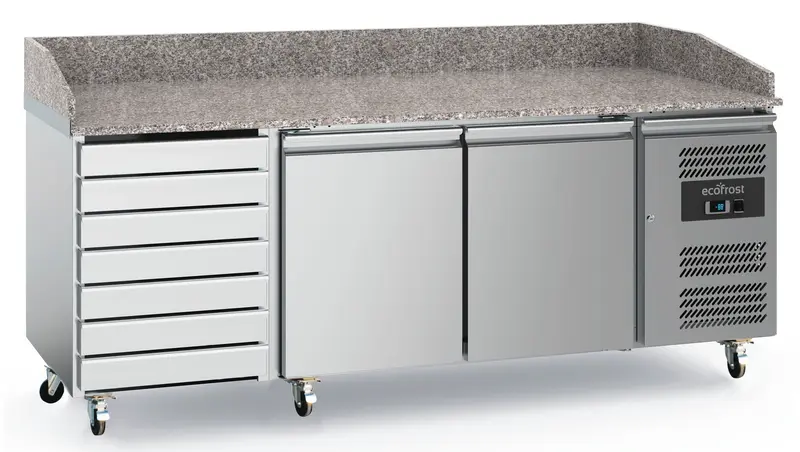 Combisteel Pizzatisch 2 Türen und 7 Schubladen