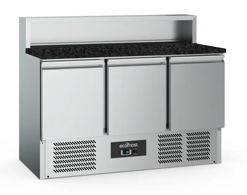 Combisteel Pizzatisch 3 Türen 8x1/6GN Behälter Schwarze Granit-arbeitsplatte