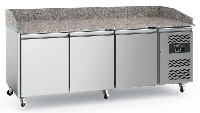 Combisteel Pizzatisch 3 Türen mit Rädersatz