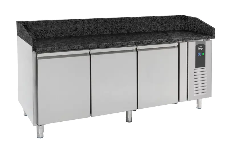 Combisteel Pizzatisch 3 Türen Schwarze Granit-arbeitsplatte, 2025 x 800 x 1000 mm