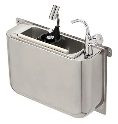 CombiSteel Spülbecke Für Eislöffel Mit Wasserhahn Und Eislöffeldusche 410 × 120 × 270 Mit Wasserablaufloch, Wasseranschluss Und Überlaufrohr