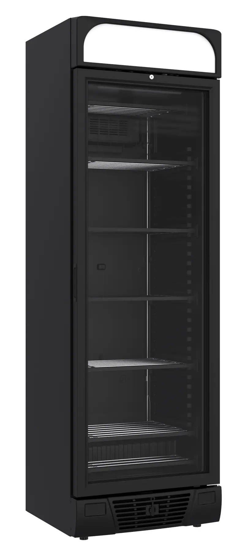 Combisteel Tiefkühlschrank 1 Glastür Schwarz 382L, 640 x 670 x 2056 mm