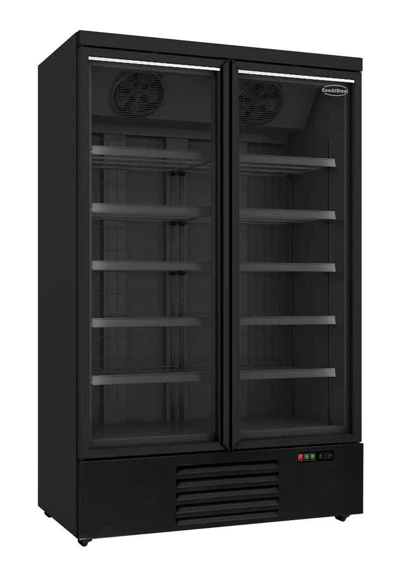 CombiSteel Tiefkühlschrank 2 Glastüren Schwarz Jde-1000F Bl **Achtung, Es Liegt Ein Erhöhter Einschatlstrom Vor, Sodass Ein Leitungsschutzschalter Mit C-Charakteristik Erforderlich Ist.**