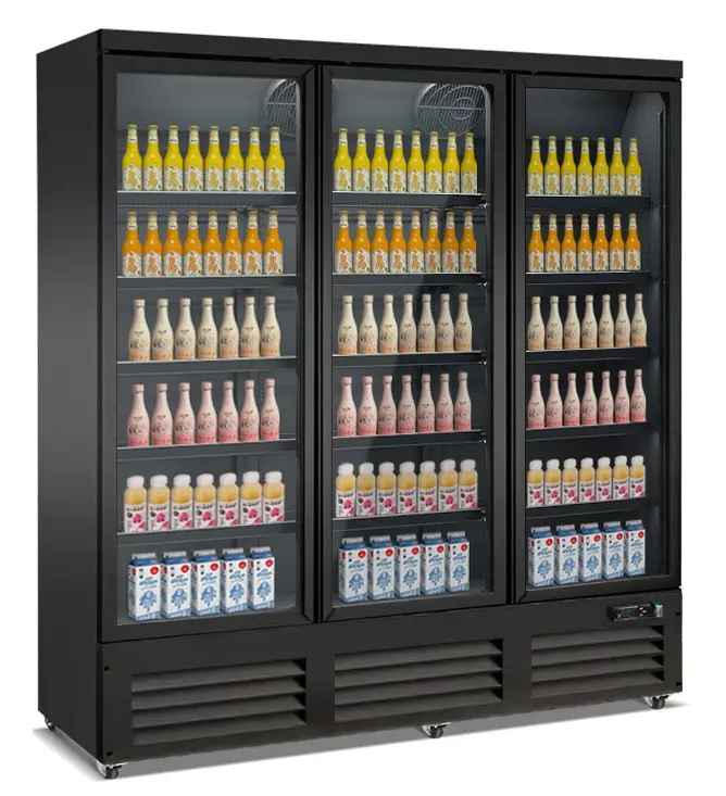 Combisteel Tiefkühlschrank 3 Glastüren Schwarz CEB-1600F Bl