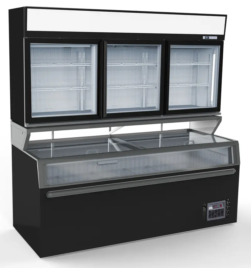 Combisteel Wandtiefkühlung Schwarz 3 Glastüren