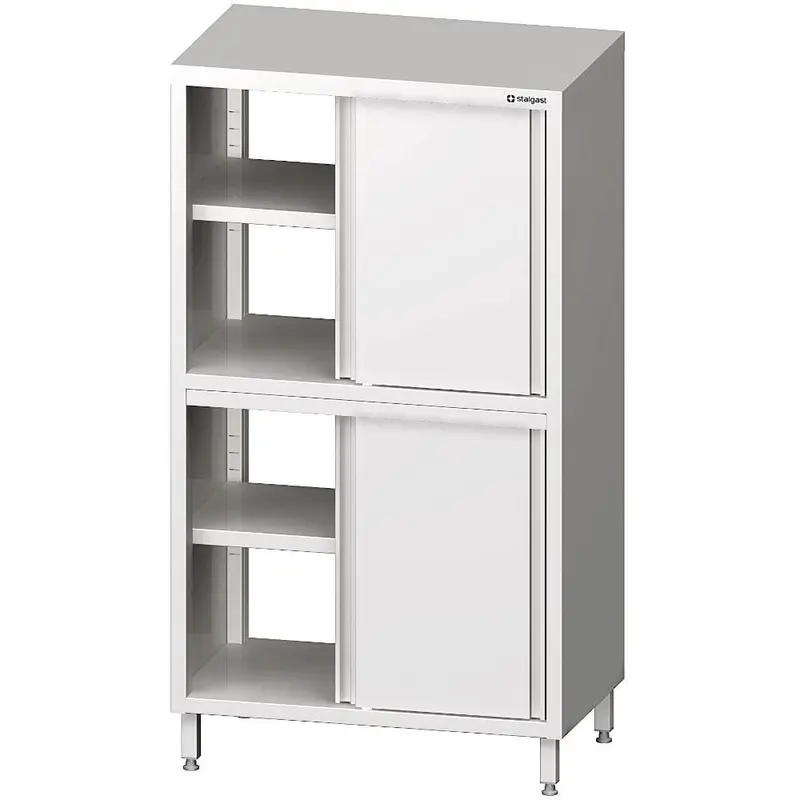 Durchreiche-Hochschrank mit zwei Schrankräumen und Schiebetüren, 1800 mm Höhe