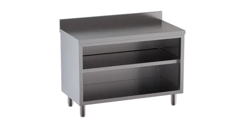 Edelstahl-Arbeitsschrank ECO 14x6 offen mit Aufkantung