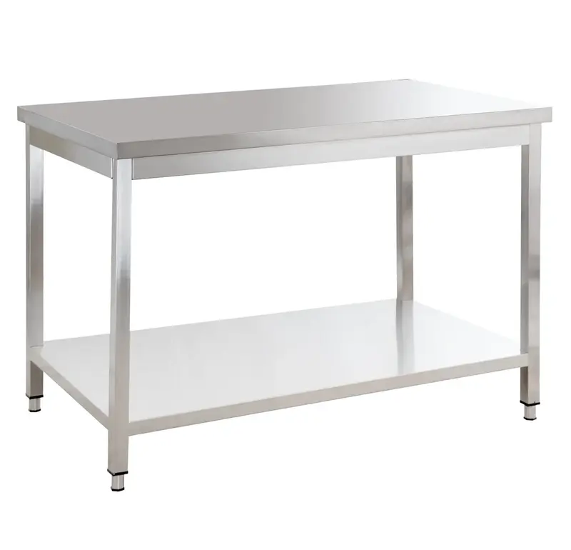 Edelstahl Arbeitstisch Basic 10x6 mit Grundboden, zur Selbstmontage